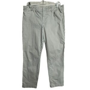 Old Navy Pixie Chino Pants 12 Railroad Stripe Blue White Ankle Stretch